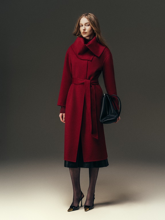 Áo dạ handmade dáng trendcoat cổ khăn